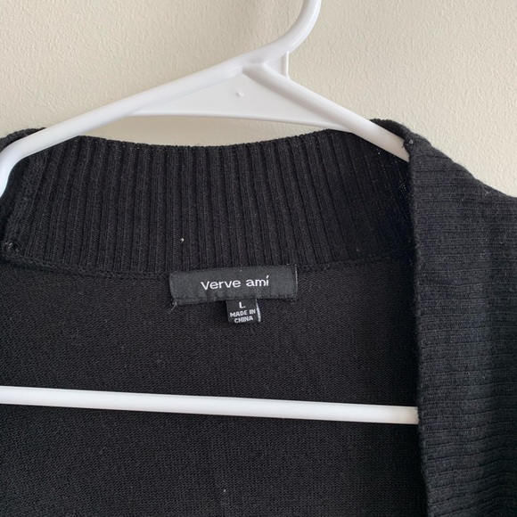 Verve Ami long sleeve black open cardigan sweater - Picture 4 of 5